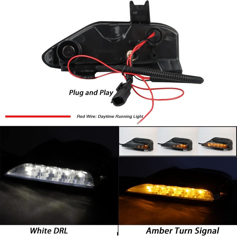 BINQIGOO Smoked Housing LED Front Bumper Fog Lamp Daytime Running Light Turn Signal Feature Compatible with Infiniti Q50 2014-2023 Q70 2014-2019 White/Amber Light Accessories - Image 2